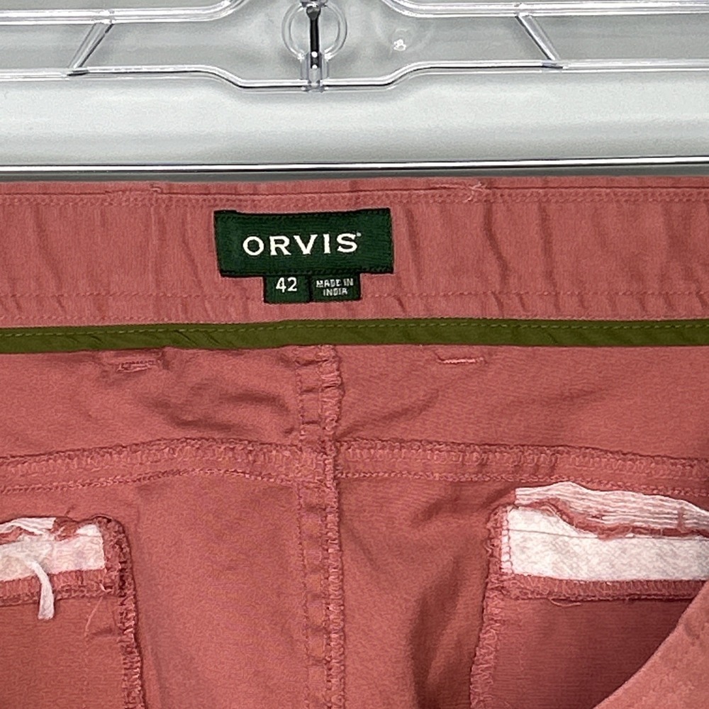 ORVIS‎ Salmon Pink Shorts 42 Fly Fishing Print Inside On Pocket Angler Outdoor